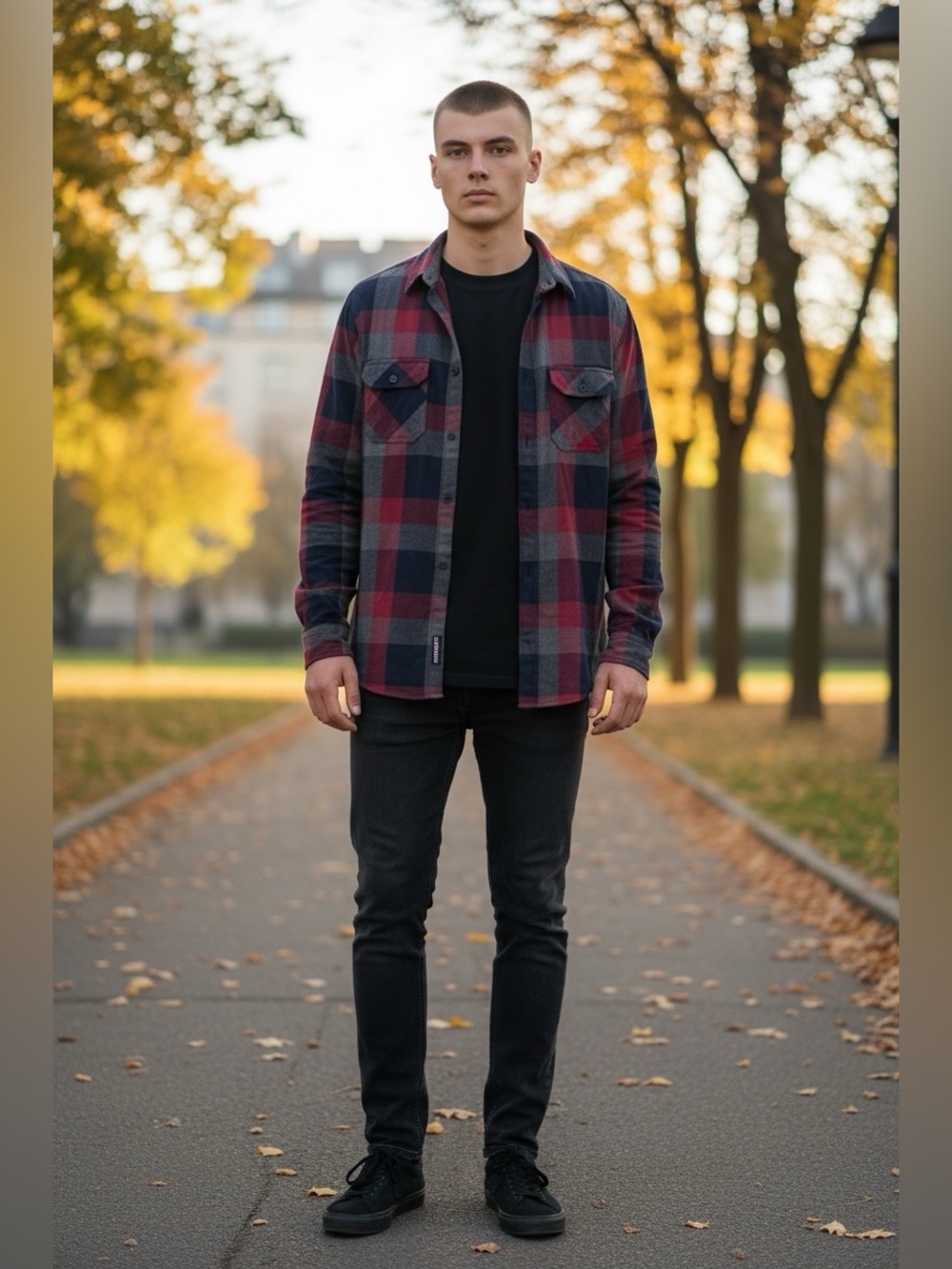 Wallin & Bros Navy & Red Buffalo Plaid Mens Shirt